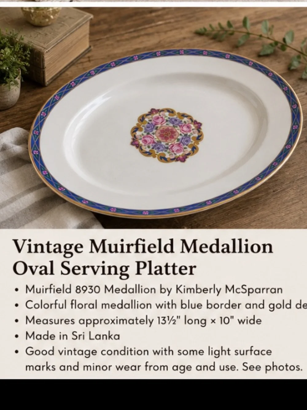 Vintage Muirfield Medallion Oval Serving Platter